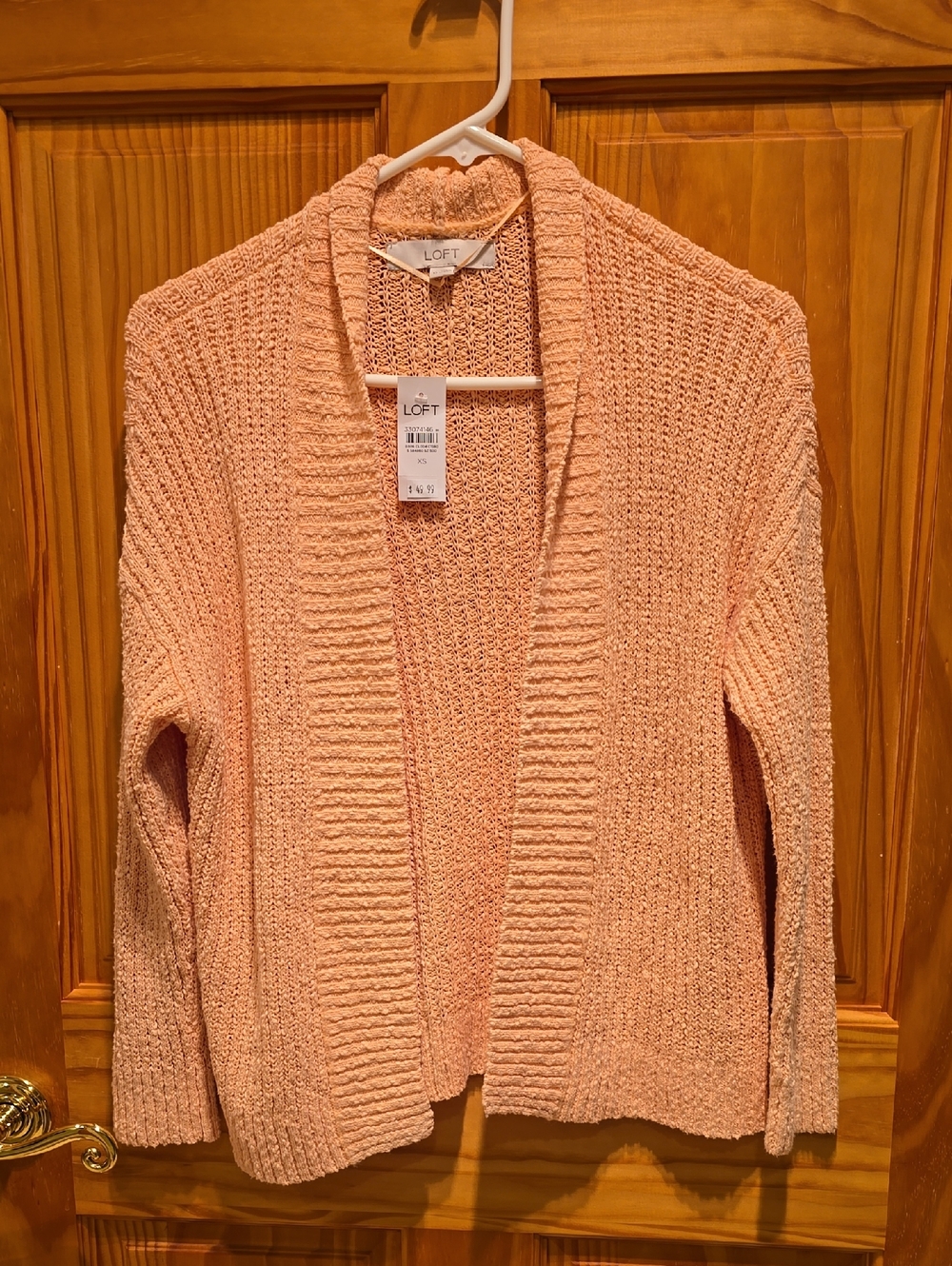 LOFT Open-Front Peach Knit Cardigan Sweater